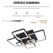 Πολυέλαιος LED με τηλεχειριστήριο ELLA 124W, 6 Τετράγωνα, Κρύο/Ζεστό/Ουδέτερο φως, Ρυθμιζόμενο, Μαύρο