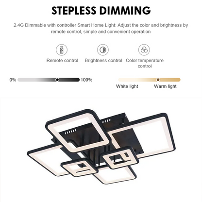 Πολυέλαιος LED με τηλεχειριστήριο ELLA 124W, 6 Τετράγωνα, Κρύο/Ζεστό/Ουδέτερο φως, Ρυθμιζόμενο, Μαύρο