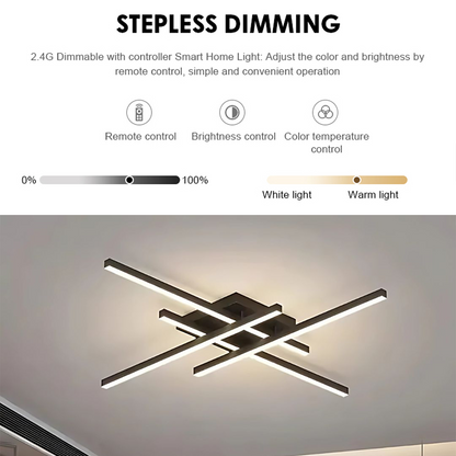 Πολυέλαιος LED με Τηλεχειριστήριο LINEX, 52W, 4 Στοιχείων, Γραμμικό, Κρύο/Ζεστό/Ουδέτερο φως, Ρυθμιζόμενο, Μαύρο