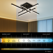 Πολυέλαιος LED με Τηλεχειριστήριο LINEX, 52W, 4 Στοιχείων, Γραμμικό, Κρύο/Ζεστό/Ουδέτερο φως, Ρυθμιζόμενο, Μαύρο