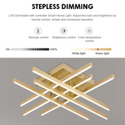 Πολυέλαιος LED με Τηλεχειριστήριο LINEX, 83W, Light 3000K/4000K/6000K, Dimmable, Gold