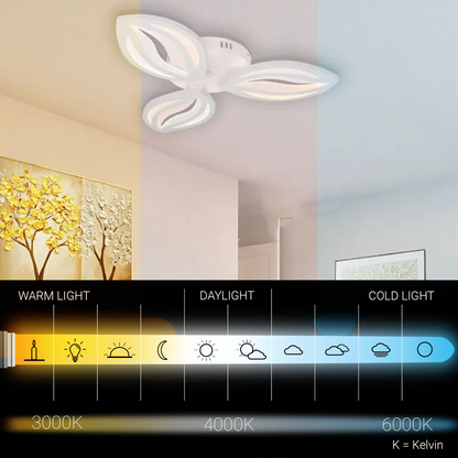 Πολυέλαιος LED με τηλεχειριστήριο ORCHID 39W, 3 Πέταλα, Κρύο/Ζεστό/Ουδέτερο φως, Ρυθμιζόμενο, Λευκό