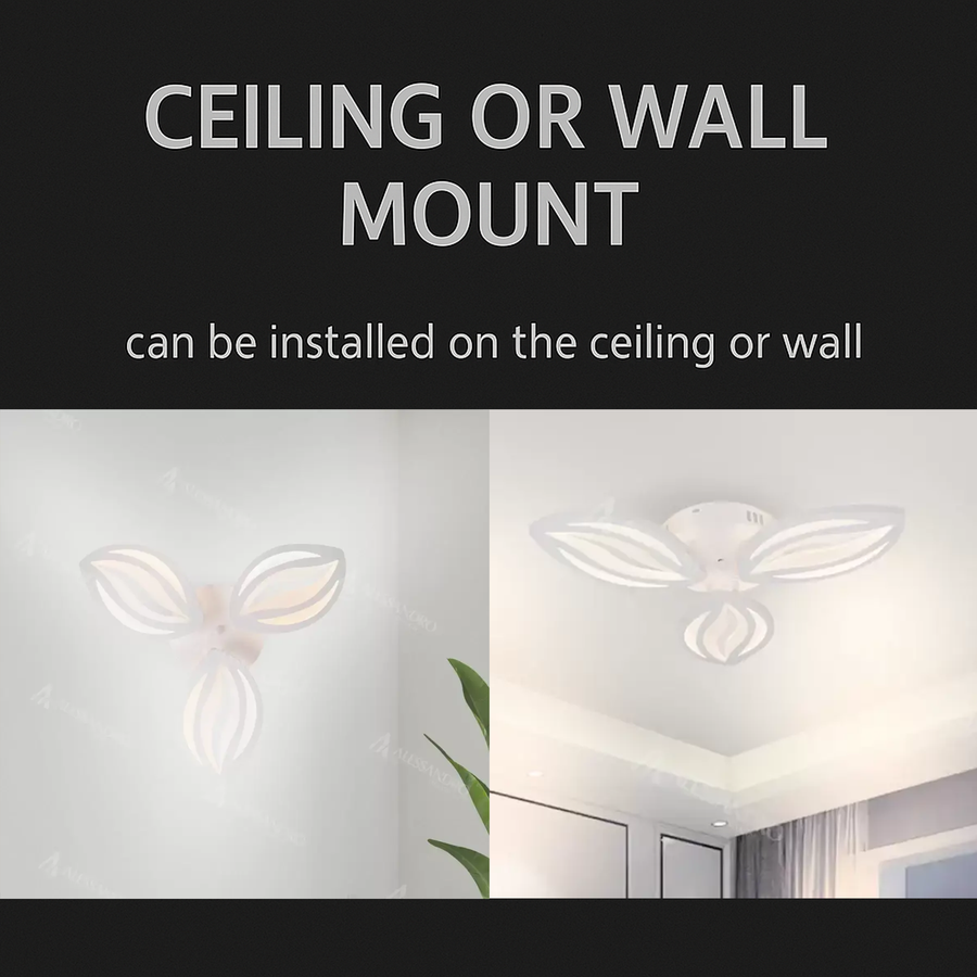 Πολυέλαιος LED με τηλεχειριστήριο ORCHID 39W, 3 Πέταλα, Κρύο/Ζεστό/Ουδέτερο φως, Ρυθμιζόμενο, Λευκό