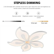 Πολυέλαιος LED με τηλεχειριστήριο JASMINE 66W, 5 πέταλα, Κρύο/Ζεστό/Ουδέτερο φως, Ρυθμιζόμενο, Λευκό