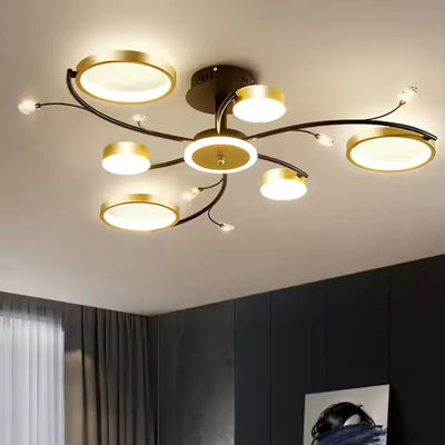 KARINA LED Πολυέλαιος με Τηλεχειριστήριο, 31W, 6 Στοιχείων, Θερμό/Ψυχρό/Ουδέτερο φως, Ρυθμιζόμενο, Χρυσό