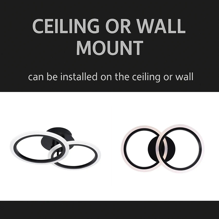 Πολυέλαιος LED με τηλεχειριστήριο BETTY 28W, 2 Κύκλοι, Κρύο/Ζεστό/Ουδέτερο φως, Ρυθμιζόμενο, Μαύρο