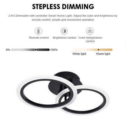 Πολυέλαιος LED με τηλεχειριστήριο BETTY 28W, 2 Κύκλοι, Κρύο/Ζεστό/Ουδέτερο φως, Ρυθμιζόμενο, Μαύρο