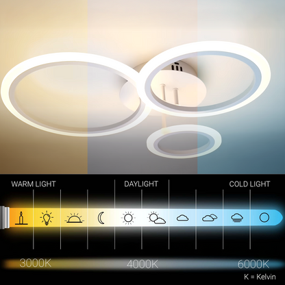 Πολυέλαιος LED με τηλεχειριστήριο BETTY 41W, 3 Κύκλοι, Κρύο/Ζεστό/Ουδέτερο φως, Ρυθμιζόμενο, Λευκό