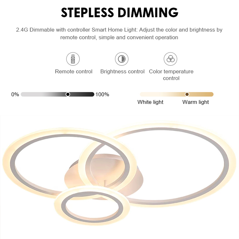 Πολυέλαιος LED με τηλεχειριστήριο BETTY 41W, 3 Κύκλοι, Κρύο/Ζεστό/Ουδέτερο φως, Ρυθμιζόμενο, Λευκό