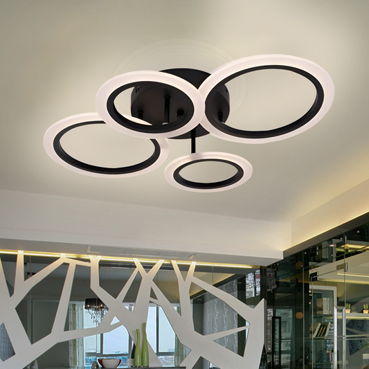 Πολυέλαιος LED με τηλεχειριστήριο BETTY 44W, 4 Κύκλοι, Κρύο/Ζεστό/Ουδέτερο φως, Ρυθμιζόμενο, Μαύρο