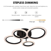 Πολυέλαιος LED με τηλεχειριστήριο BETTY 44W, 4 Κύκλοι, Κρύο/Ζεστό/Ουδέτερο φως, Ρυθμιζόμενο, Μαύρο