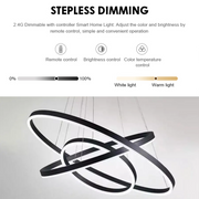 Κρεμαστός πολυέλαιος LED με τηλεχειριστήριο CASIANA 84W, 3 κύκλοι, Κρύο/Ζεστό/Ουδέτερο φως, Ρυθμιζόμενο, Μαύρο, Ρυθμιζόμενο ύψος