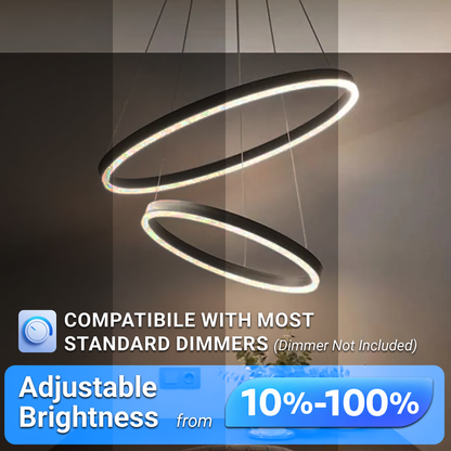 Κρεμαστός πολυέλαιος LED με τηλεχειριστήριο CASIANA 40W, 2 κύκλοι, Κρύο/Ζεστό/Ουδέτερο φως 3000K/4000K/6000K, Ρυθμιζόμενο, Μαύρο, Ρυθμιζόμενο ύψος, Μεταλλικό και Ακρυλικό