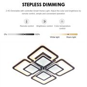 Πολυέλαιος LED με τηλεχειριστήριο SUSAN 96W, 4 Τετράγωνα, Κρύο/Ζεστό/Ουδέτερο φως, Ρυθμιζόμενο, Μαύρο