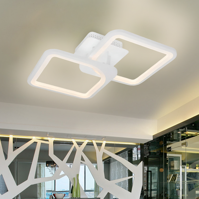 Πολυέλαιος LED με τηλεχειριστήριο ZOE 69W, 2 Τετράγωνα, Κρύο/Ζεστό/Ουδέτερο φως, Ρυθμιζόμενο, Λευκό