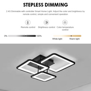 Πολυέλαιος LED με τηλεχειριστήριο ZOE 64W, 3 Τετράγωνα, Κρύο/Ζεστό/Ουδέτερο φως, Ρυθμιζόμενο, Μαύρο