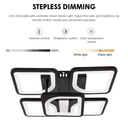 Πολυέλαιος LED με τηλεχειριστήριο ZOE 68W, 5 Τετράγωνα, Κρύο/Ζεστό/Ουδέτερο φως, Ρυθμιζόμενο, Μαύρο