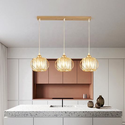Modern Classic Chandelier, Suspended, Monica, 3 X E27, Gold, Metal and Glass, Ρυθμιζόμενο ύψος Classic Chandeliers Προεπιλεγμένος τίτλος Alessandro Design