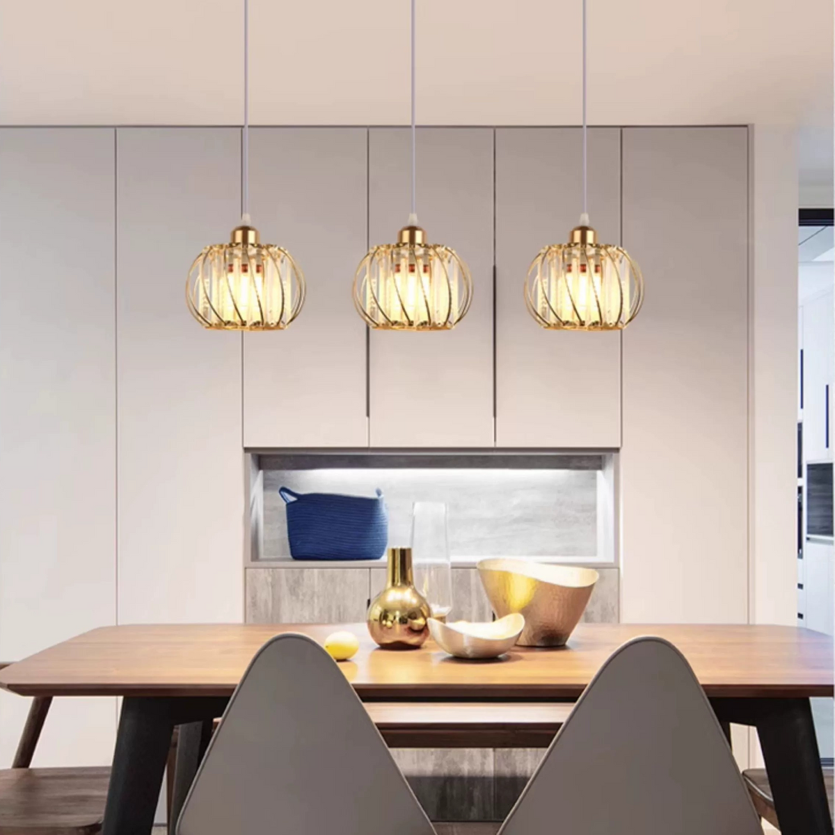 Modern Classic Chandelier, Suspended, Monica, 3 X E27, Gold, Metal and Glass, Ρυθμιζόμενο ύψος Classic Chandeliers Προεπιλεγμένος τίτλος Alessandro Design