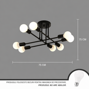 Classic Modernist Octa Chandelier, 8x E27, Μαύρο, Μοντέρνο Σχέδιο, Μέταλλο, Χωρίς αμπαζούρ