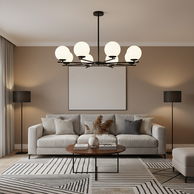 Πολυέλαιος NUUK Classic, 93x57cm, 8xE27, Metal and Plastic, Μαύρος