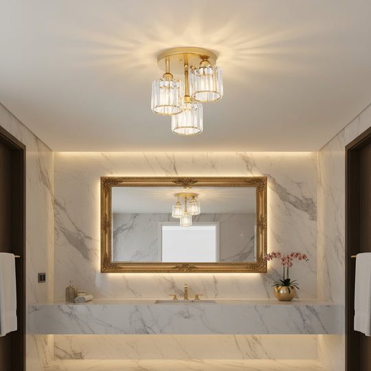 SUKAS Classic Chandelier, 3xE27, Metal and Crystal, Gold