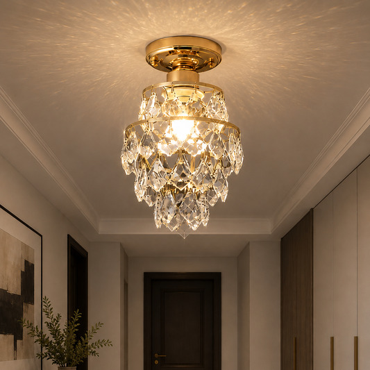 Κρυστάλλινος πολυέλαιος Ezzelin, 1xE27, Metal, Gold