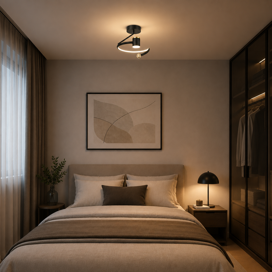 Πολυέλαιος LED, 24W, 30x25cm, Κρύο/Ζεστό/Ουδέτερο φως, Μαύρο
