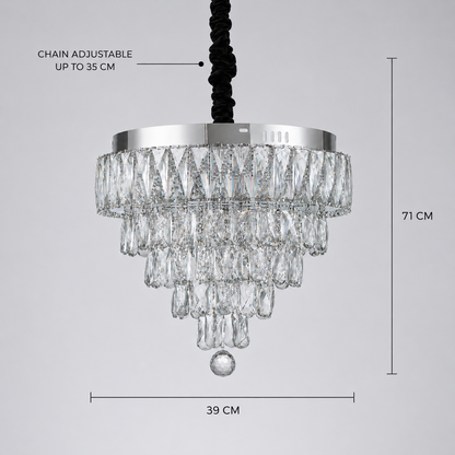 Πολυέλαιος RIGO Crystal LED με τηλεχειριστήριο Nobile Διάμετρος 39cm, γυαλιστερό χρώμιο, ρυθμιζόμενο ύψος, μέταλλο και κρύσταλλο