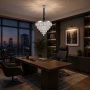 Πολυέλαιος RIGO Crystal LED με τηλεχειριστήριο Nobile Διάμετρος 39cm, γυαλιστερό χρώμιο, ρυθμιζόμενο ύψος, μέταλλο και κρύσταλλο