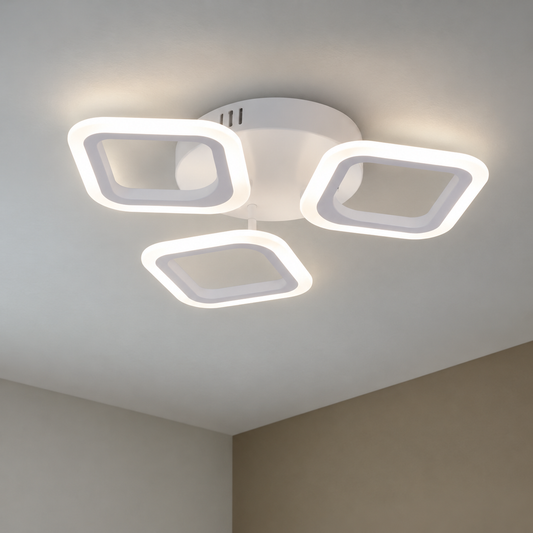 Πολυέλαιος LED ERIKA 20W, 3 τετράγωνα, ζεστό/ουδέτερο/κρύο φως, λευκό, μέταλλο και ακρυλικό