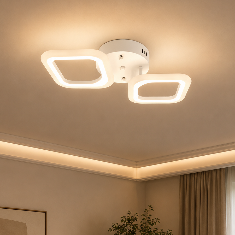 Πολυέλαιος LED ERIKA 27W, 2 Τετράγωνα, Ουδέτερο φως, Λευκό