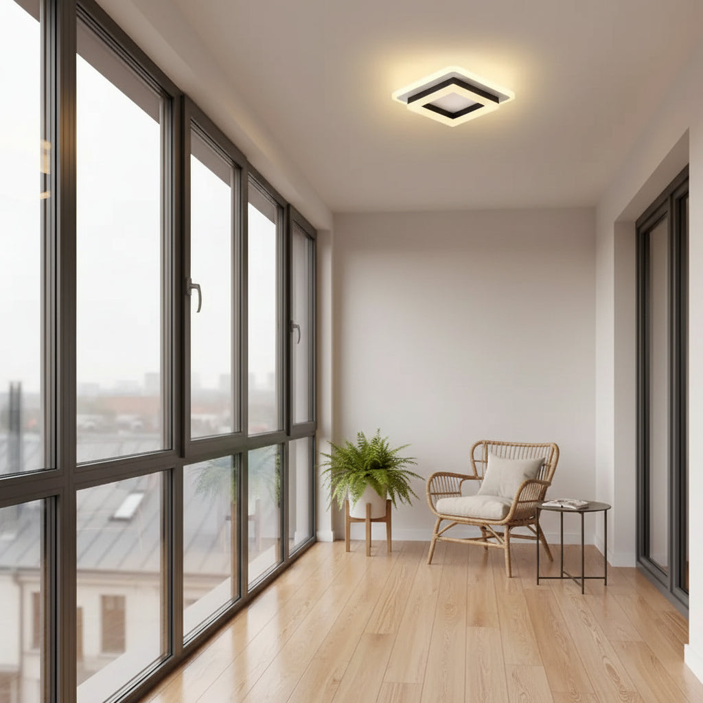 Lustra LED MODERNA 25W, Dimensiuni 19.5x19.5 cm, Patrata, lumina Rece/Calda/Neutra, Negru Lustre LED Default Title Alessandro Design