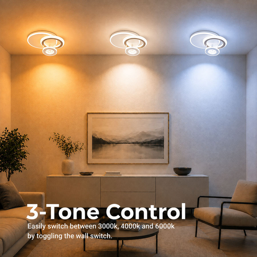 NYXORA LED Πολυέλαιος 44W, 3 Κύκλοι, Κρύο/Ζεστό/Ουδέτερο φως, Λευκό