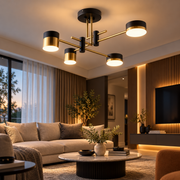 Palius LED Πολυέλαιος 48W Μαύρος, 4 βραχίονες