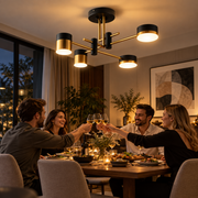 Palius LED Πολυέλαιος 48W Μαύρος, 4 βραχίονες