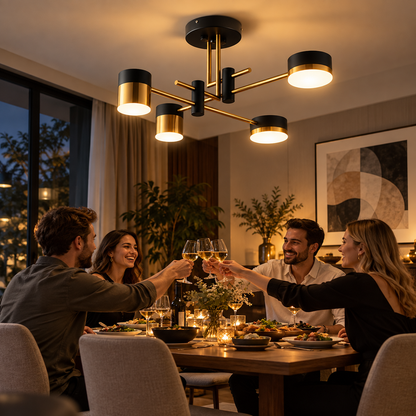 Palius LED Πολυέλαιος 48W Μαύρος, 4 βραχίονες