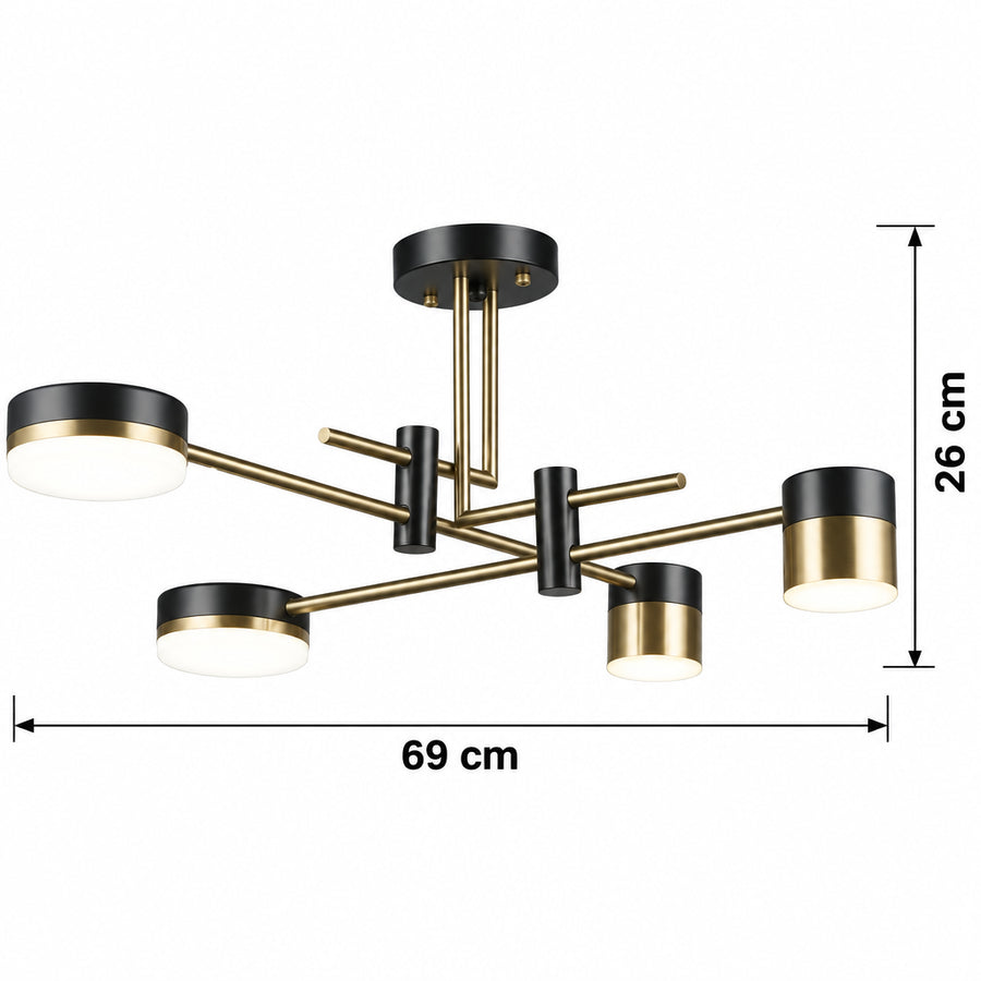 LED Chandelier Palius 48W Μαύρο, 4 Arms Προεπιλεγμένος τίτλος Alessandro Design