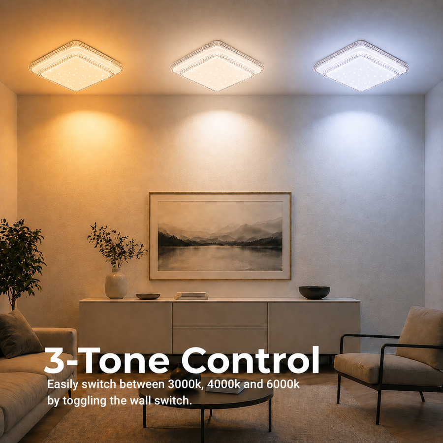 QIKIQTAALUK LED Πολυέλαιος, 40W, 38 x 38 cm, Ζεστό/Ουδέτερο/Ψυχρό φως, Λευκό