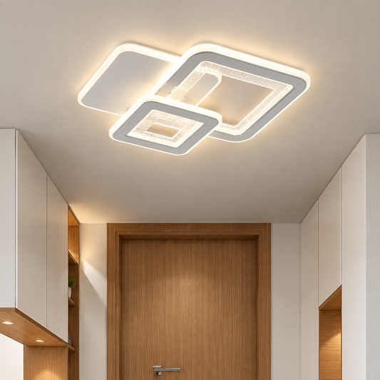 Πολυέλαιος LED SQUARE 57W, 3 Τετράγωνα, Κρύο/Ζεστό/Ουδέτερο φως, Λευκό