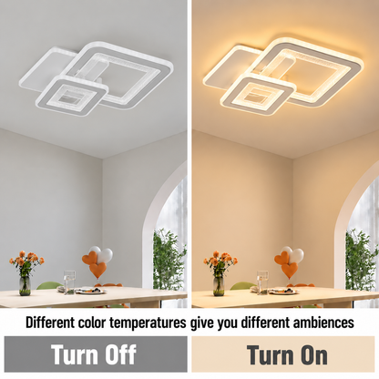 Πολυέλαιος LED SQUARE 57W, 3 Τετράγωνα, Κρύο/Ζεστό/Ουδέτερο φως, Λευκό