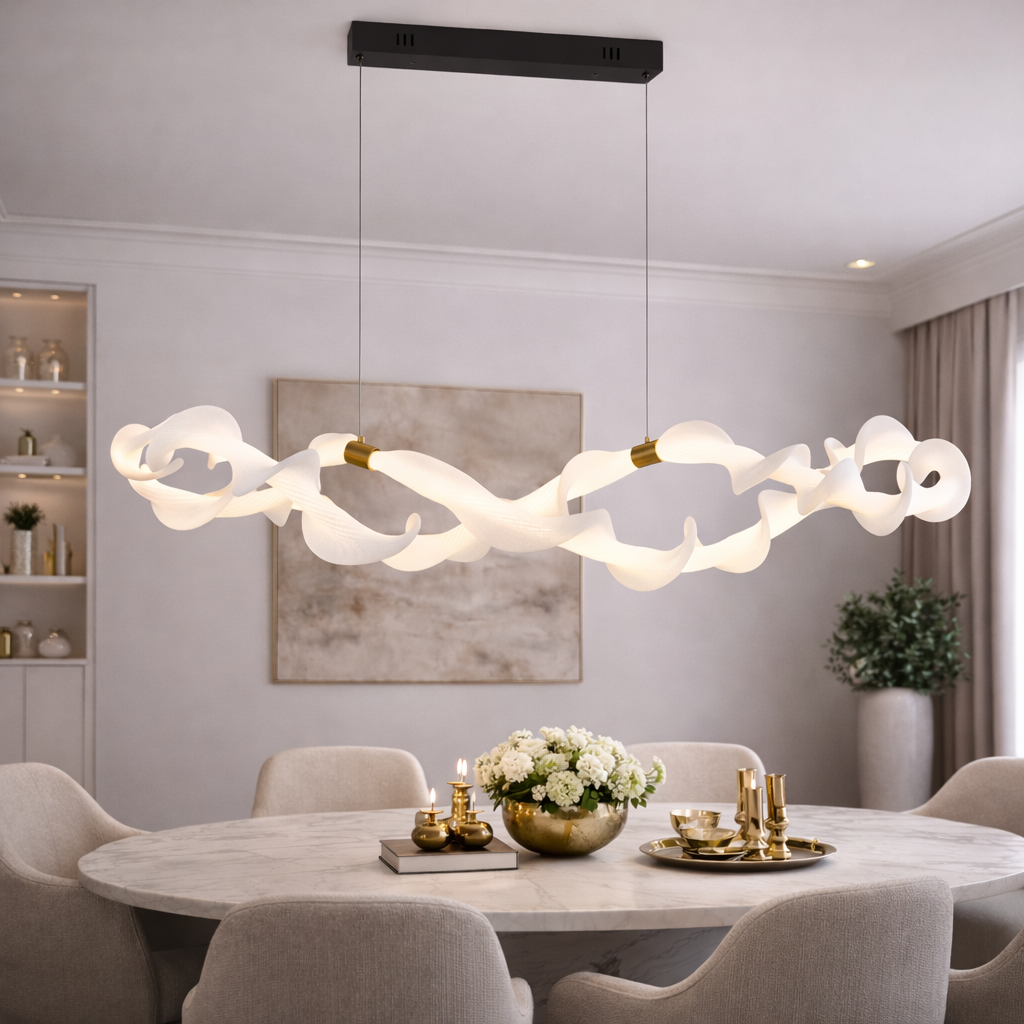 Κρεμαστός ακρυλικός πολυέλαιος LED UNDA Infinity, 36W, ζεστό/ουδέτερο/κρύο φως 3000/4000/6000K, χρυσό λευκό, ρυθμιζόμενο ύψος μοντέρνοι πολυέλαιοι Προεπιλεγμένος τίτλος Alessandro Design