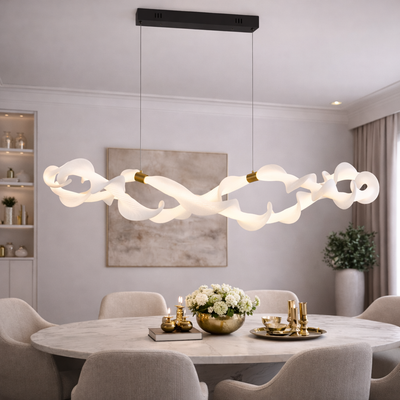 Κρεμαστός ακρυλικός πολυέλαιος LED UNDA Infinity, 36W, Θερμό/Ουδέτερο/Ψυχρό φως 3000/4000/6000K, Χρυσό Λευκό, Ρυθμιζόμενο ύψος