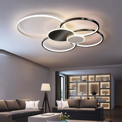 Πολυέλαιος LED με Τηλεχειριστήριο, KILLIAN, 74W, 6 Κύκλοι, Κρύο/Ζεστό/Ουδέτερο φως 3000K/4000K/6000K, Ρυθμιζόμενο, Μαύρο και άσπρο, μεταλλικό και ακρυλικό LED πολυέλαιοι με τηλεχειριστήριο Προεπιλεγμένος τίτλος Alessandro Design