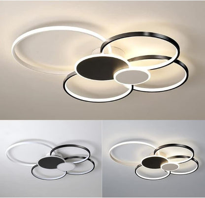 Πολυέλαιος LED με Τηλεχειριστήριο, KILLIAN, 74W, 6 Κύκλοι, Κρύο/Ζεστό/Ουδέτερο φως 3000K/4000K/6000K, Ρυθμιζόμενο, Μαύρο και άσπρο, μεταλλικό και ακρυλικό LED πολυέλαιοι με τηλεχειριστήριο Προεπιλεγμένος τίτλος Alessandro Design