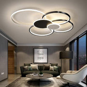 Πολυέλαιος LED με Τηλεχειριστήριο, KILLIAN, 74W, 6 Κύκλοι, Κρύο/Ζεστό/Ουδέτερο φως 3000K/4000K/6000K, Ρυθμιζόμενο, Μαύρο και άσπρο, μεταλλικό και ακρυλικό LED πολυέλαιοι με τηλεχειριστήριο Προεπιλεγμένος τίτλος Alessandro Design