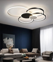Πολυέλαιος LED με Τηλεχειριστήριο, KILLIAN, 74W, 6 Κύκλοι, Κρύο/Ζεστό/Ουδέτερο φως 3000K/4000K/6000K, Ρυθμιζόμενο, Μαύρο και άσπρο, μεταλλικό και ακρυλικό LED πολυέλαιοι με τηλεχειριστήριο Προεπιλεγμένος τίτλος Alessandro Design