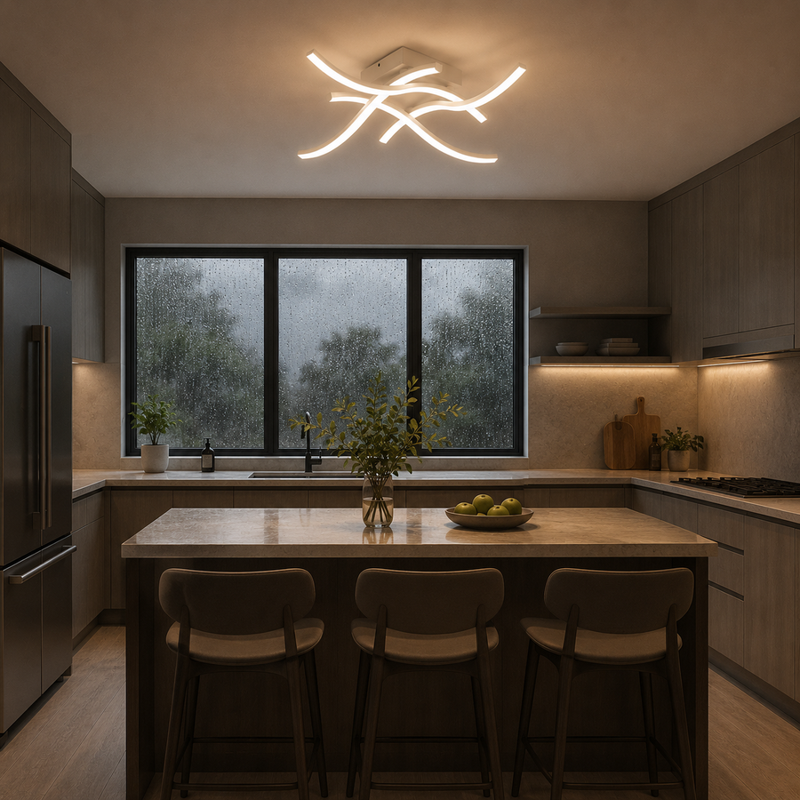 Πολυέλαιος LED με τηλεχειριστήριο ANADYR 40W, 4 Στοιχεία, Κρύο/Ζεστό/Ουδέτερο φως, Ρυθμιζόμενο, Λευκό