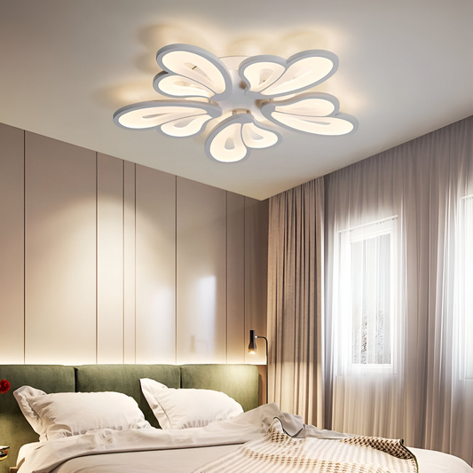 Πολυέλαιος LED με τηλεχειριστήριο BLOSSOM 95W, 5 Πέταλα, Κρύο/Ζεστό/Ουδέτερο φως 3000K/4000K/6000K, Ρυθμιζόμενο, Λευκό, Μεταλλικό και Ακρυλικό Πολυέλαιοι LED με Τηλεχειριστήριο Προεπιλεγμένος τίτλος Alessandro Design