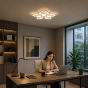 Πολυέλαιος LED με τηλεχειριστήριο DALIA 96W, 5 πέταλα, Κρύο/Ζεστό/Ουδέτερο φως, Ρυθμιζόμενο, Λευκό